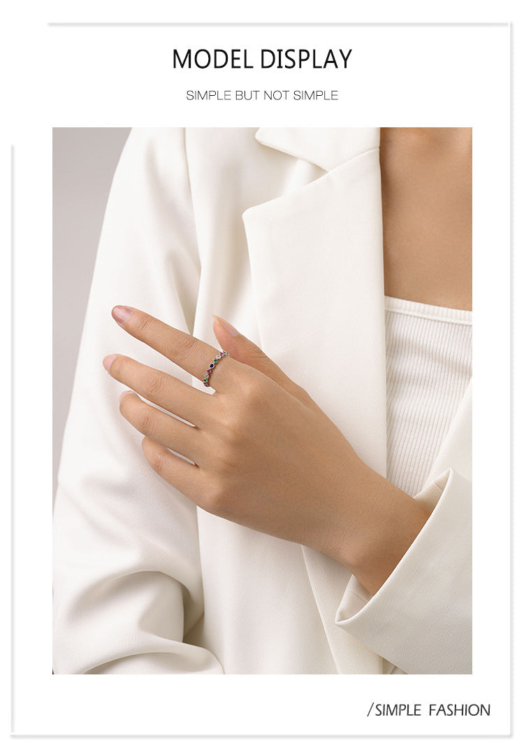 Silver Ring With White Gold Geometric Zircon For Her Affordable Luxury Jewelry Geometric Shape Ring For Classy