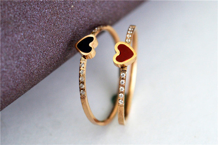 Heart Shape Ring Stainless Steel Gold Plated Gemstone Jewelry For Women Elegant Versatile Artificial Gemstones