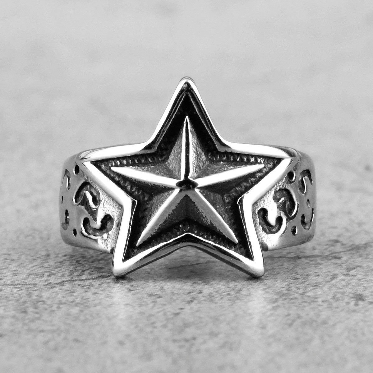 Unisex Titanium Steel Ring With Star Crown Design Retro Style Jewelry Band For Men And Women Handcrafted Jewelry