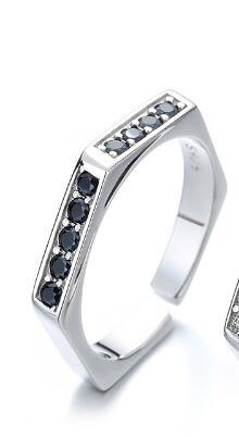 Sterling Silver Couple Rings His Hers Geometric Promise Set