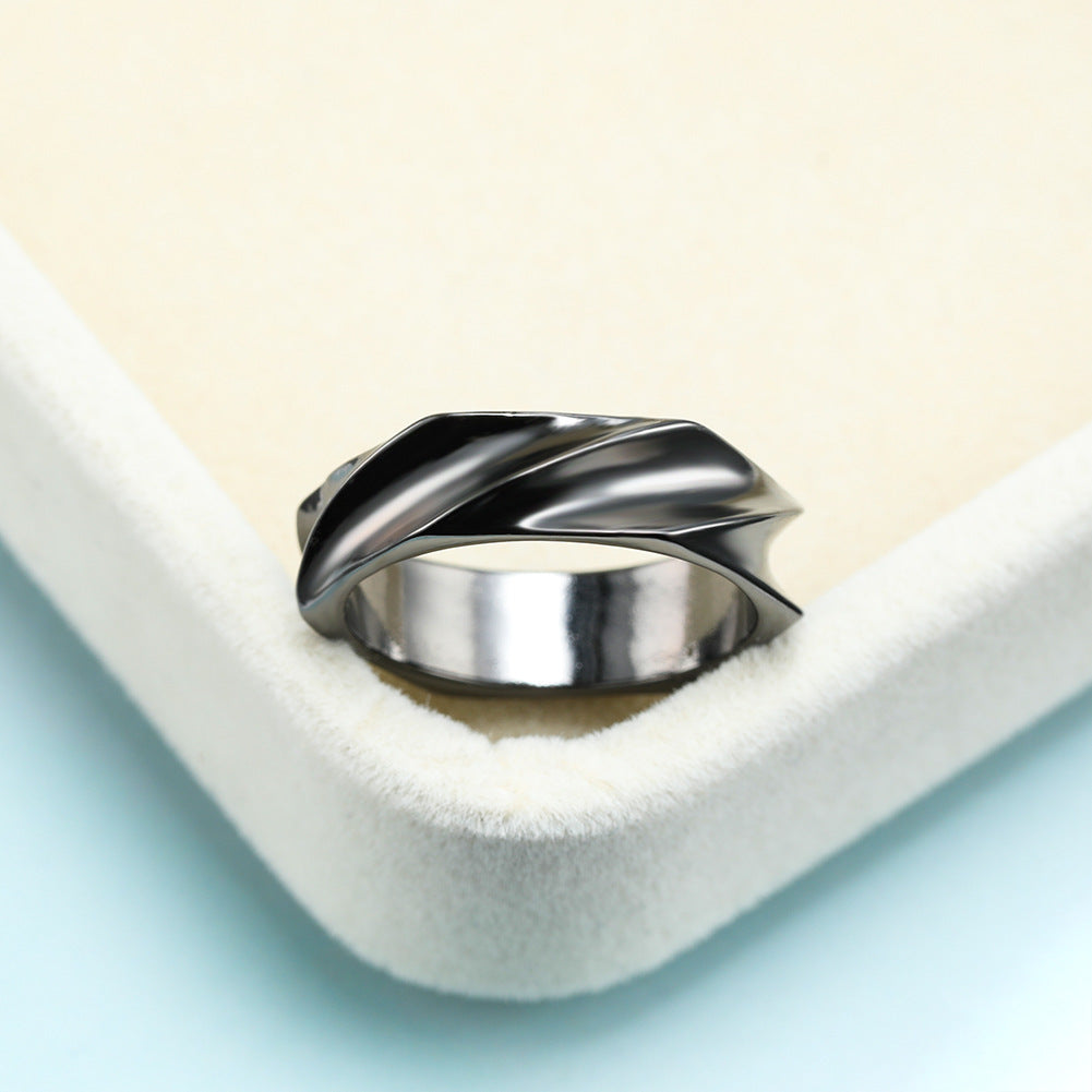 Unisex Vintage Vintage Copper Rings Geometric Design With Electroplated Black Gold Finish Packed Birthday Gift