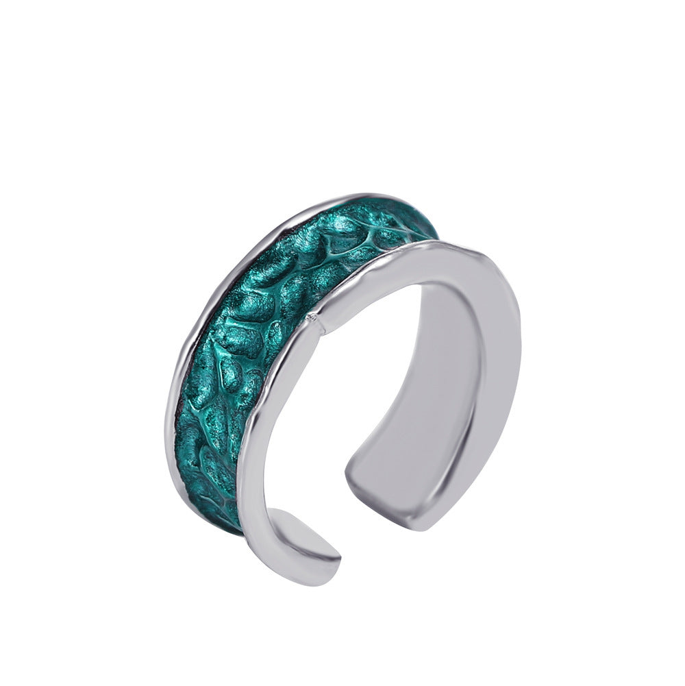 Unisex Geometric Ring In Dark Green Alloy Niche Design For Everyday Wear And Special Occasions Statement Looks