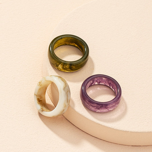 Unisex Acrylic Geometric Ring For Men And Women Statement Jewelry Emerald Green Taro Purple Light Coffee Trend