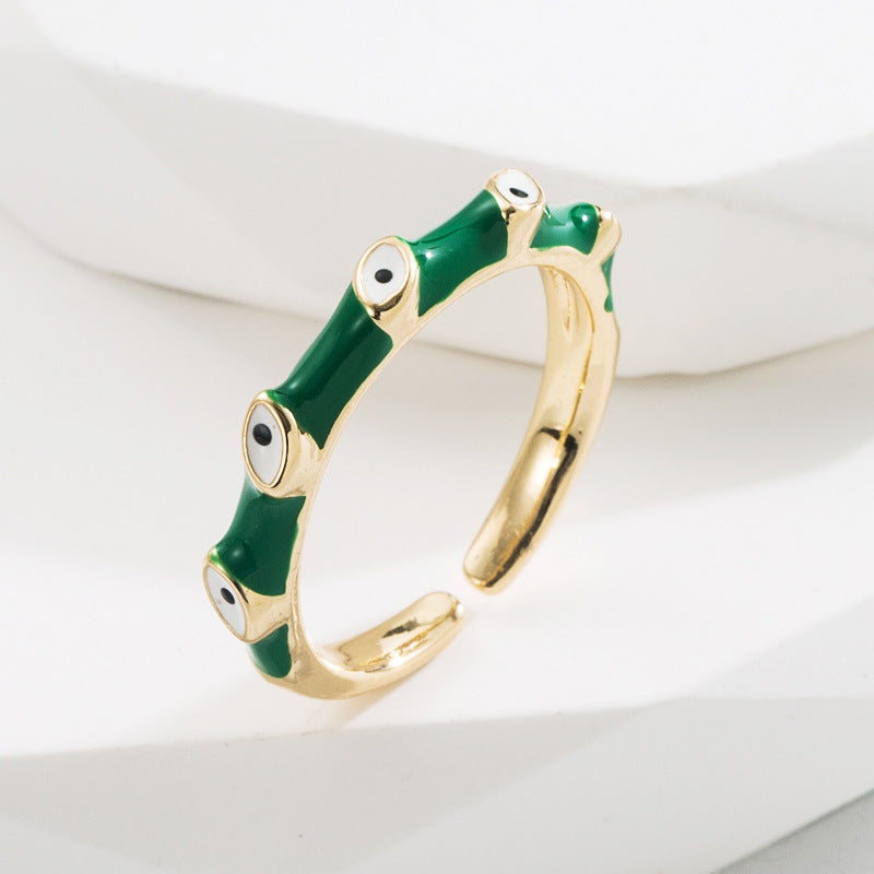 Womens Adjustable Devils Eye Ring Dripping Oil Design Copper Ring Fashion Jewelry Gift For Her For Daily Style