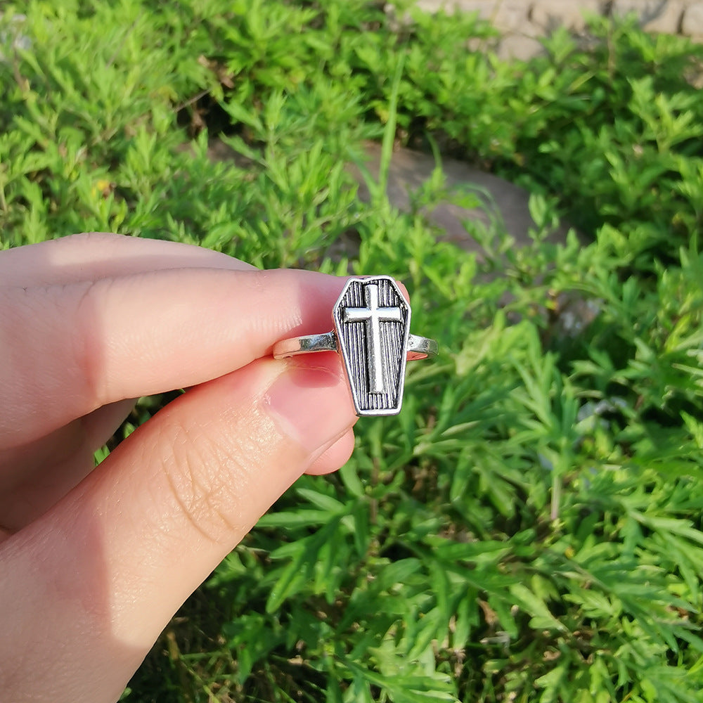 Unisex Vintage Ring Dark Silver Alloy with Heart Skull Flower and Geometric Animal Elements Anniversary Wedding