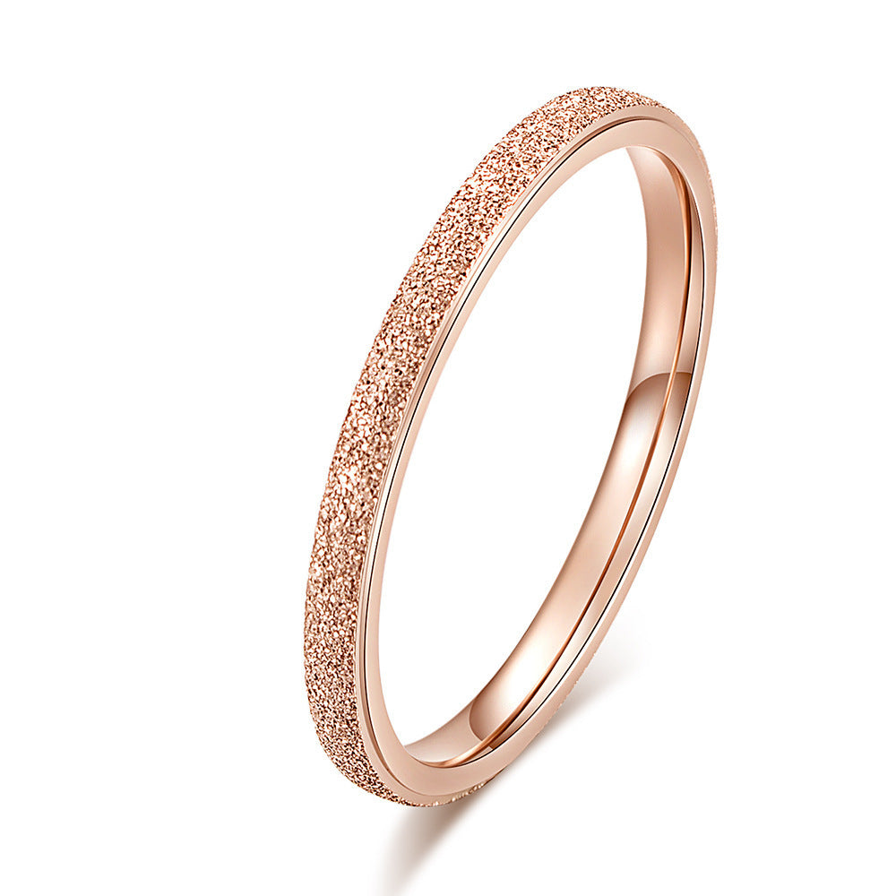 Titanium Steel Frosted Ring Rose Gold Minimalist Band