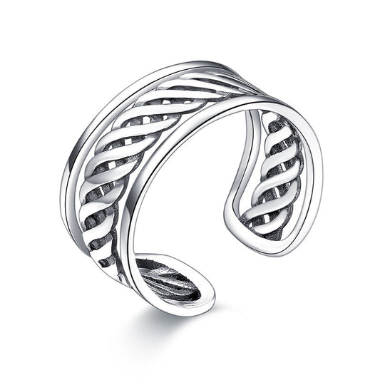 Vintage Thai Silver Ring Antique Inspired Design Elegant Statement Ring White Copper Plated 30 Per Cent Silver