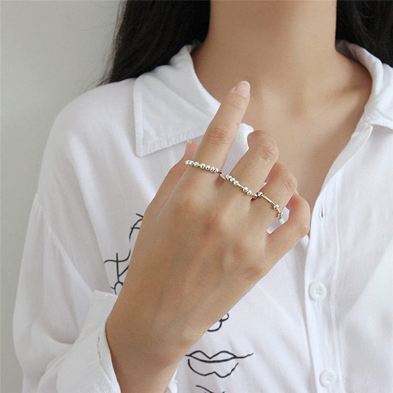 Geometric Copper Beaded Ring and Bracelet Set Silver Gold