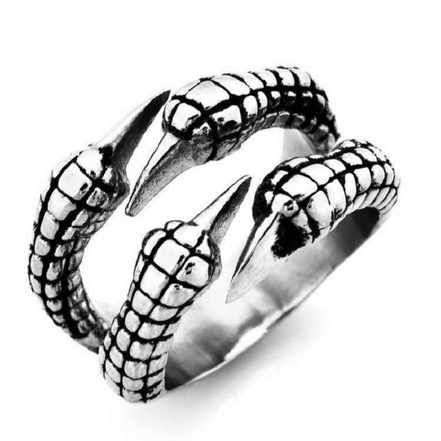 Womens Fashion Rings Set Retro Punkish Gothic Snake Dragon Animal Design Adjustable Alloy Rings Silver Jewelry