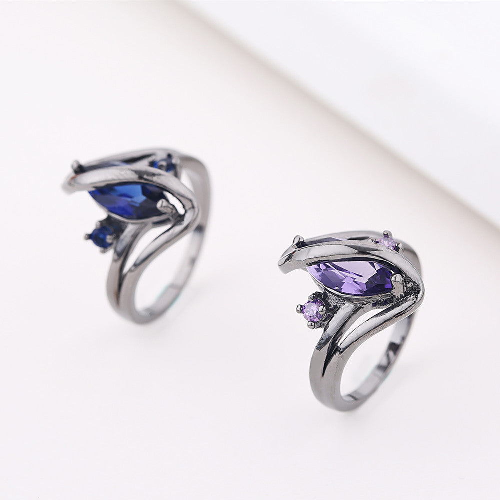 Womens Copper Ring With Gold Plated Inlay Geometric Horse Eye Design Ring With Zircon Accents For Trades Fairs