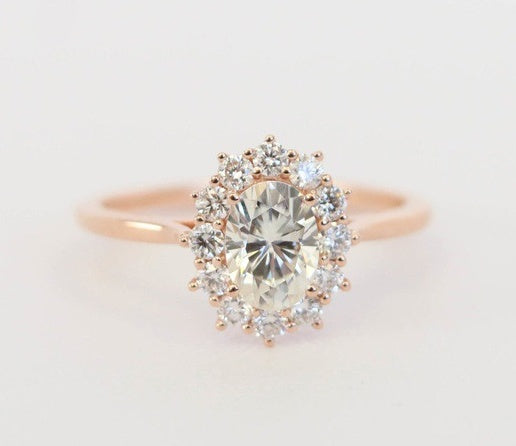 Egg Shaped Opal Ring European Style 18K Rose Gold Plated Jewelry for Women Timeless Zircon Accent Classic Look