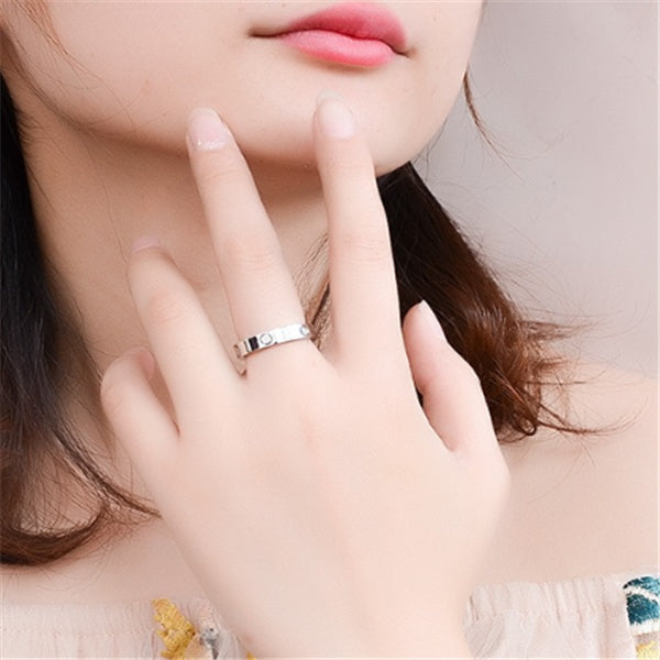 Titanium Steel Geometric Couple Ring Engagement Wedding Band Durable Gift Jewelry For Anniversary For All Fans