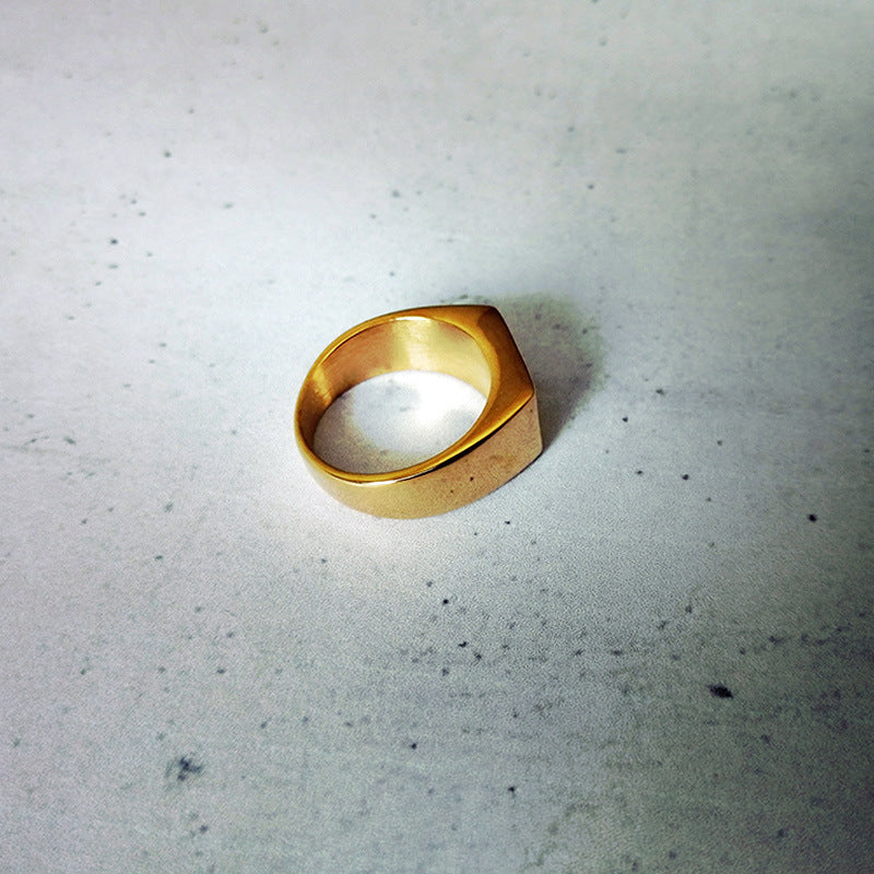 Gold Plated Titanium Steel Ring Geometric Design For Corporate Gifts And Celebrations Ideal Gift For Occasions