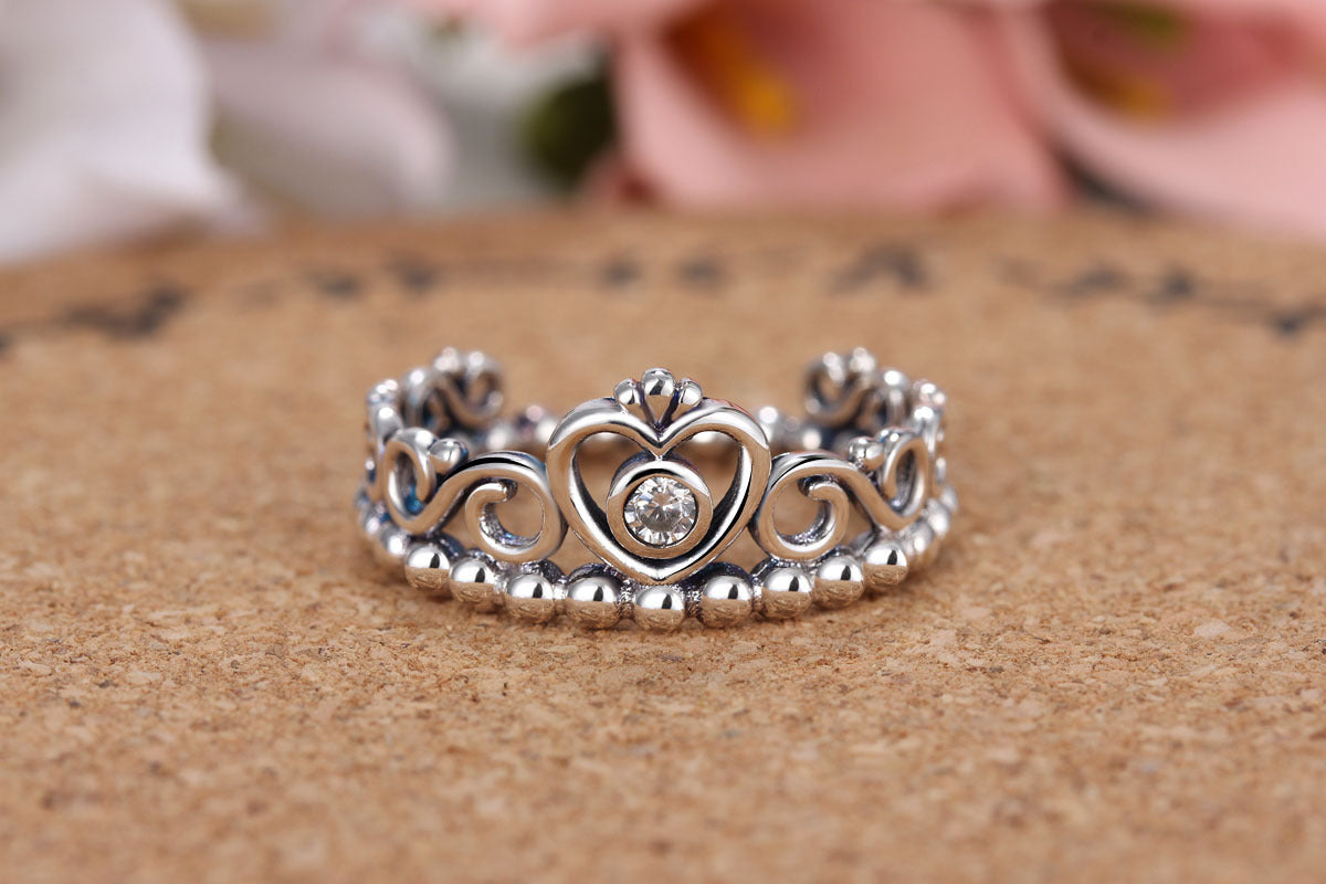 Vintage Copper Crown Ring With Micro Zircon Inlaid Stones For Wedding Or Engagement Gift For Her Classic Jewelry Idea