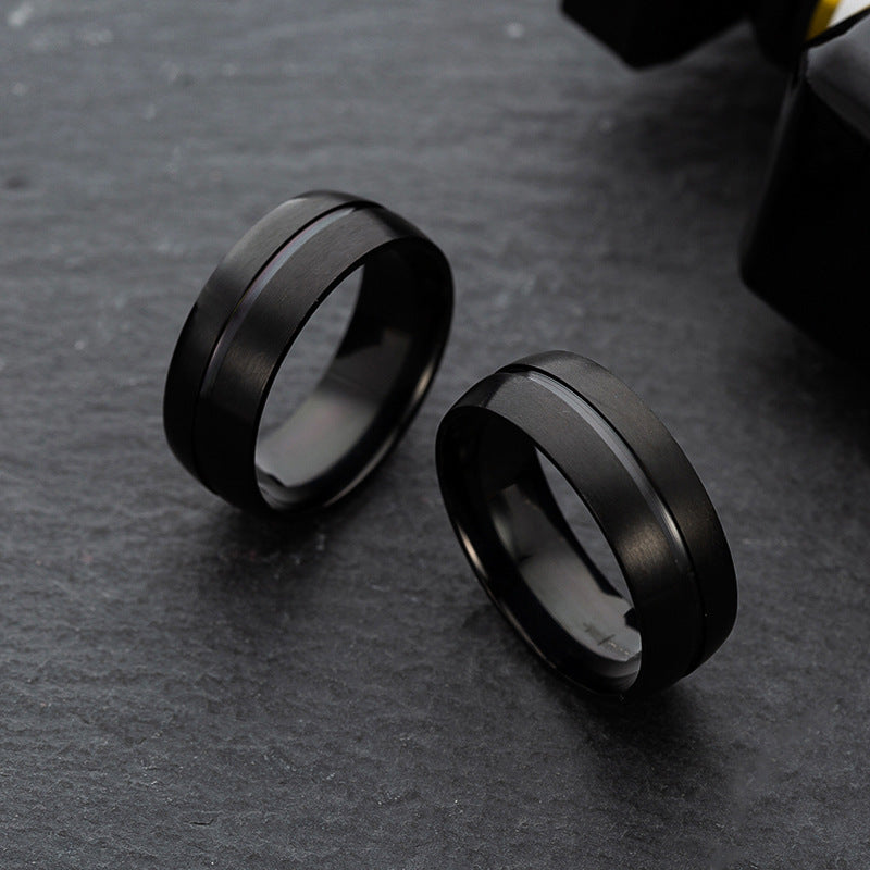 Geometric Black Stainless Steel Ring Unisex Durable Everyday Jewelry Fashionable Ring 6 7 8 9 10 11 12 13 Size