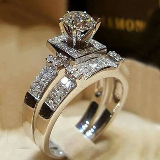 Diamond Heart And Arrows Ring For Women European And American Fashion Full Diamond Engagement Jewelry For Them