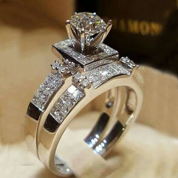 Diamond Heart And Arrows Ring For Women European And American Fashion Full Diamond Engagement Jewelry For Them