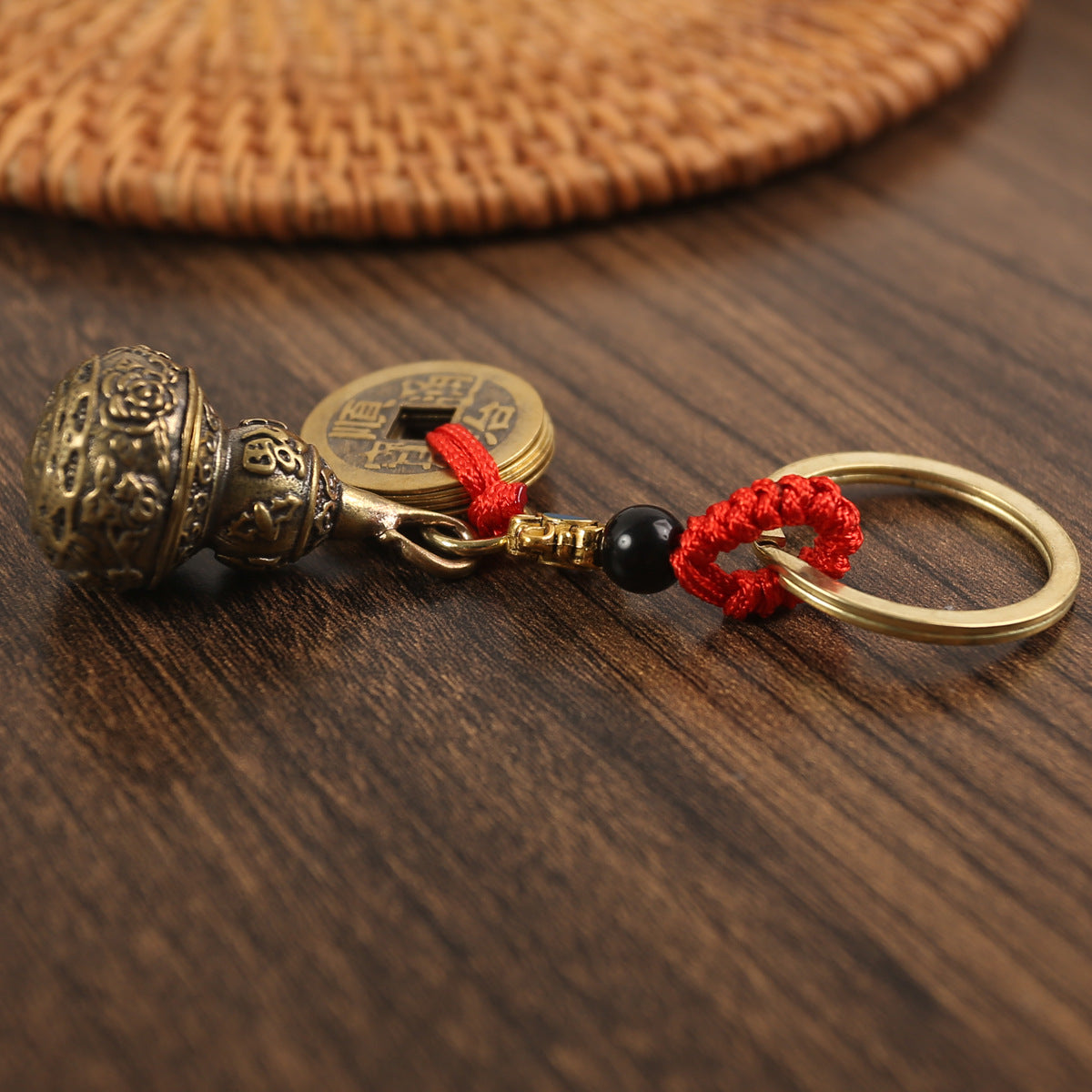 Gourd Keychain Pure Copper Pendant With Rich National Style Design For Keys Bags Holiday Gift And Everyday Use