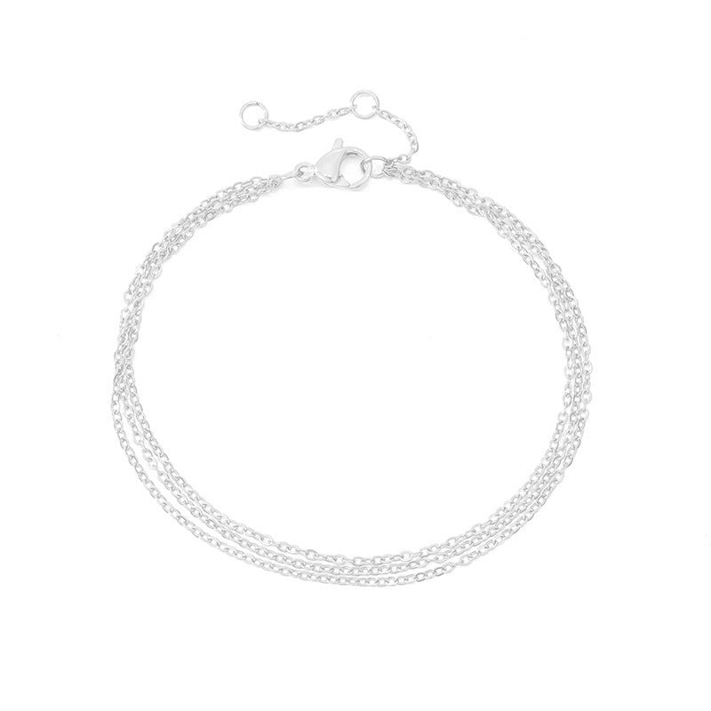 Stainless Steel Multi Layer Chain Bracelet U Shaped Design Electroplating Elegant Bracelet for Women and Girls