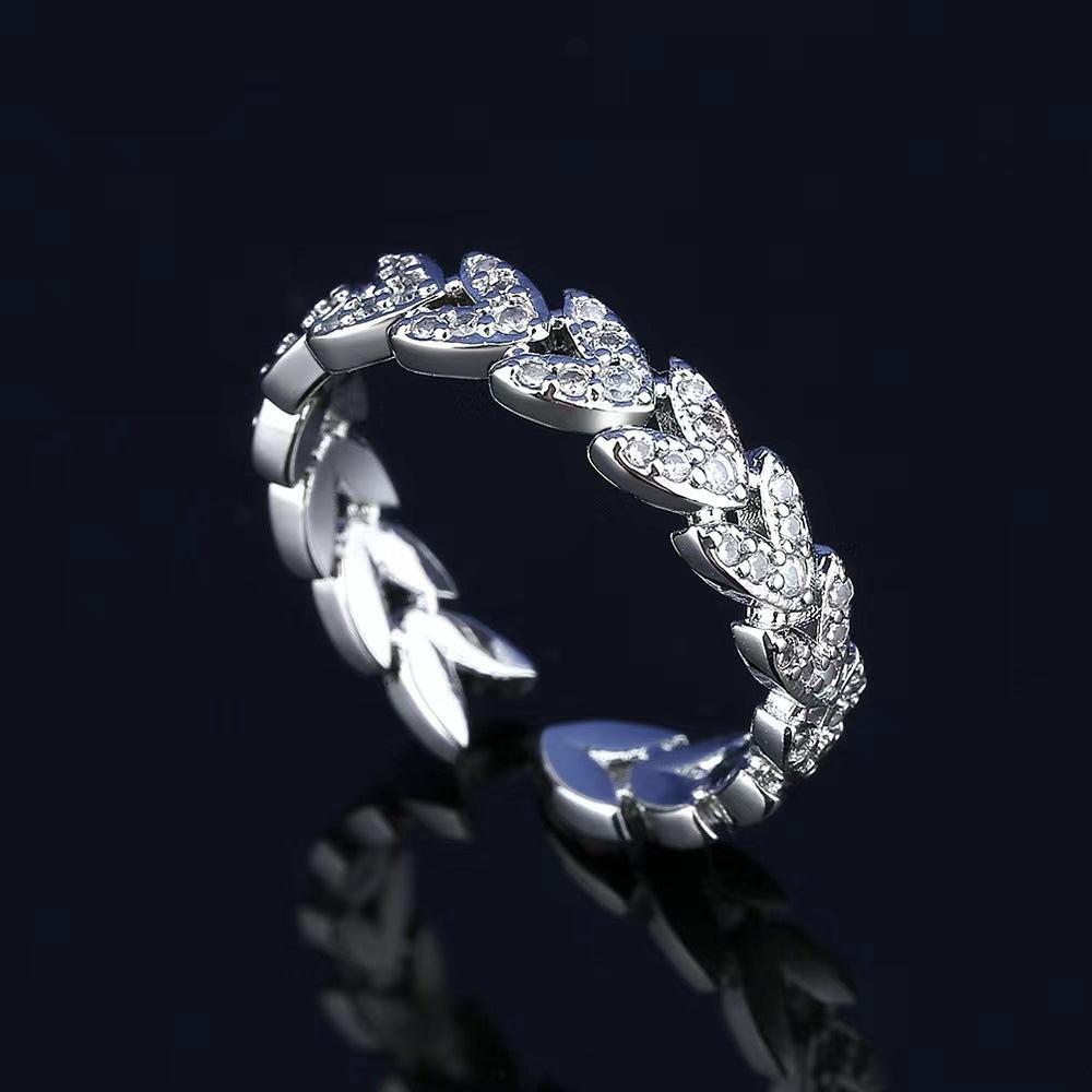 Simple Fashion All Match Ceremony Ring Diamond Rings Open Mouths Unisex Silver Copper Adjustable Size U Shaped