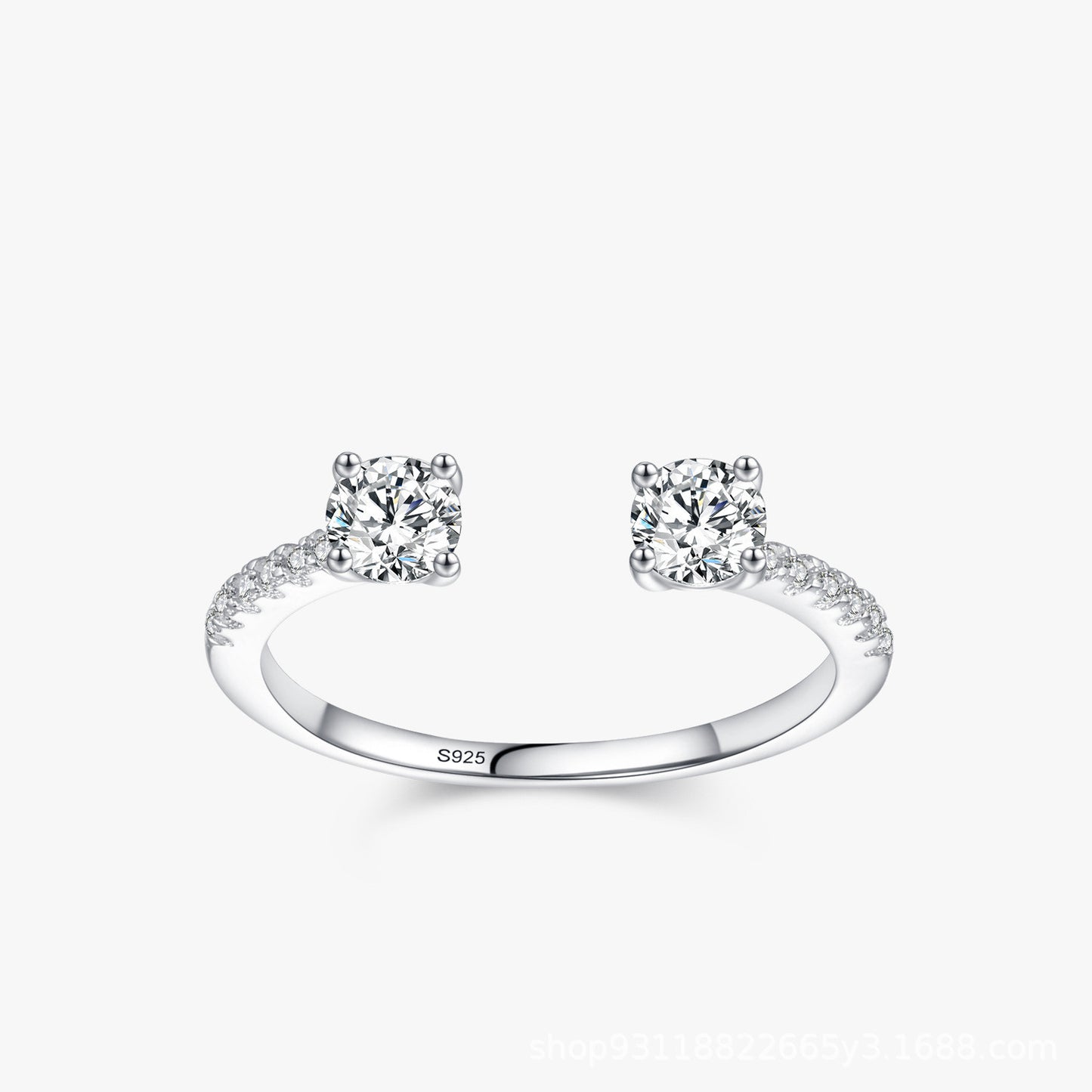 Womens Sterling Silver Ring Geometric Design White Gold Plated Fashion Jewelry Statement Ring For Her Elegance