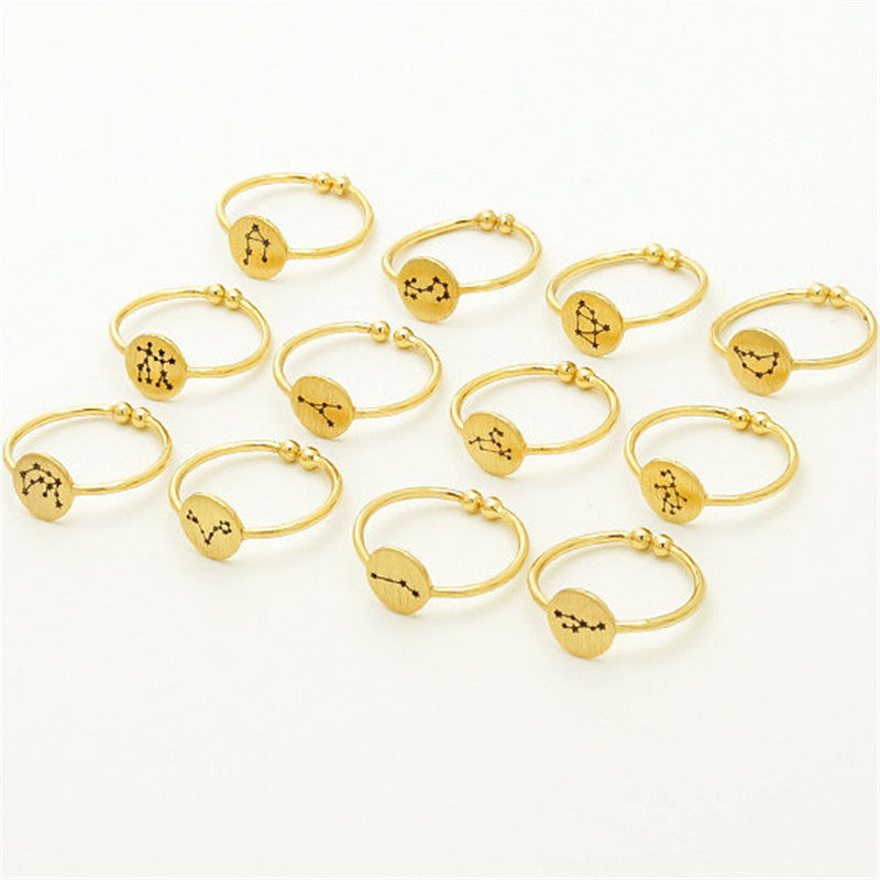 Unisex Adjustable Ring Gold Plated Celestial Jewelry Constellation Theme Everyday Wear Gift for Her or Him Fashionable