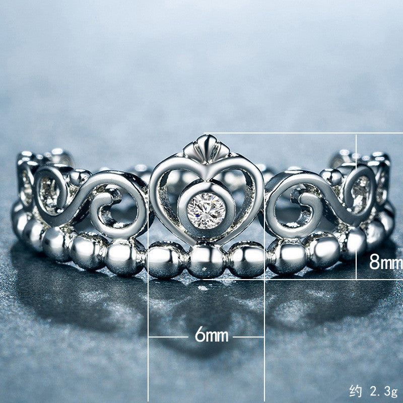 Womens Crown Ring Copper Plated Silver Ring With Zircon Accents Elegant Crown Design Gift For Her For Everyday