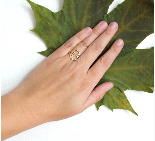 Adjustable 925 Silver Ring Hollow Face Design Abstract Details Unique Personality Ring Hollow Face Ring Details