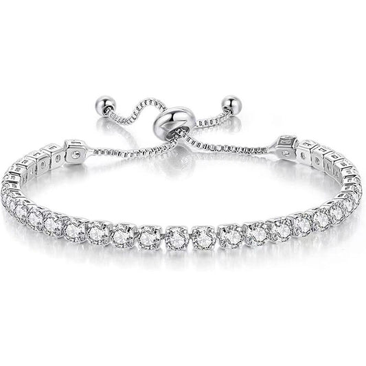 Geometric Zircon Tennis Bracelet Electroplated Metal Fashion Jewelry Gift For Women Simple Bracelet For Everyday Wear