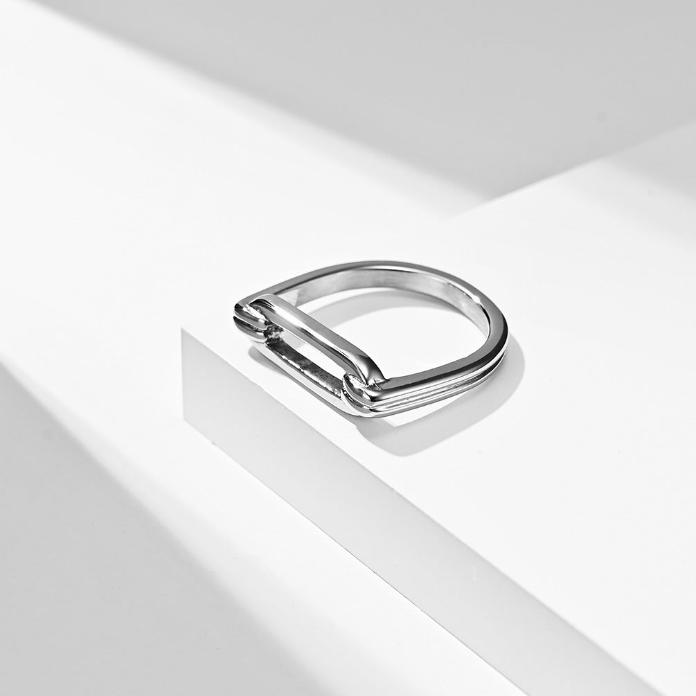 Unisex Titanium Steel Ring With Geometric Design Durable Everyday Wear Statement Jewelry For Festivals And Gifts