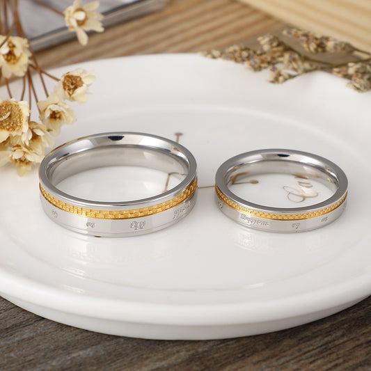 Couples Titanium Steel Rings Geometric Electroplated Gold For Women And Men Fashion Gift For Women And Men Gift Gift