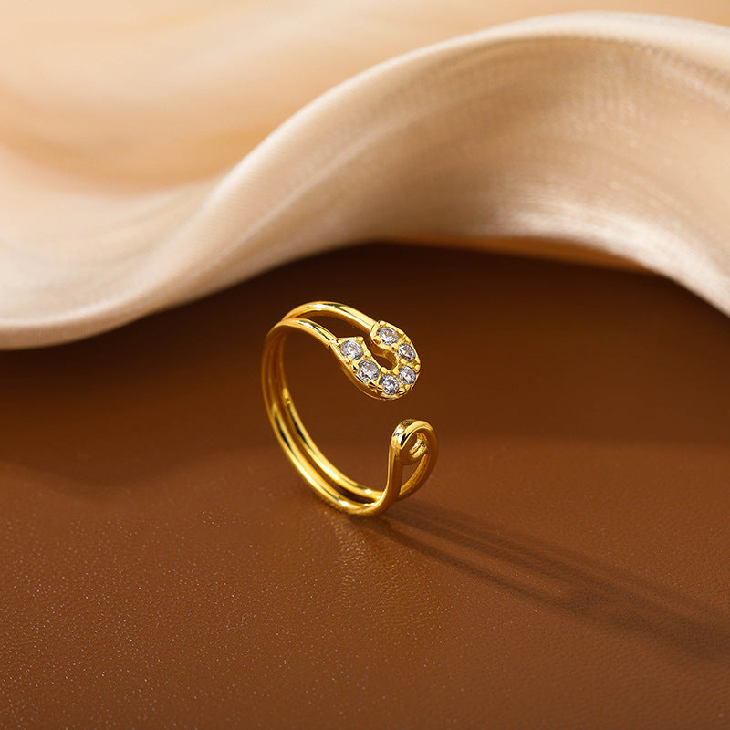 Womens Sterling Silver Paper Clip Ring Adjustable Opening Fashion Ring Gold Or Silver Tone Daily Wearable Chic