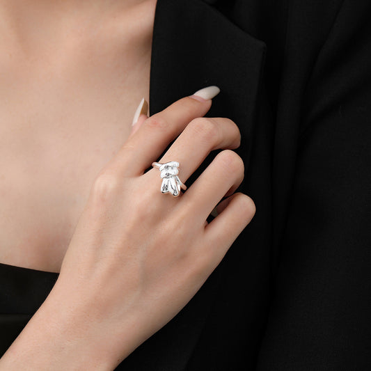 Womens Adjustable Geometric Ring Gold Plated Copper