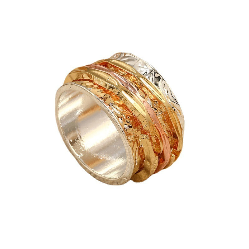 Women Knuckle Ring Fashion Geometry Pattern Alloy Metal Electroplated Yellow Silver Plated Ring European Style