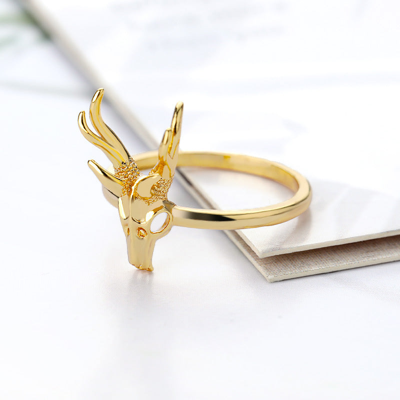 Antelope Skull Ring Gold Silver Unisex Fashion Accessory