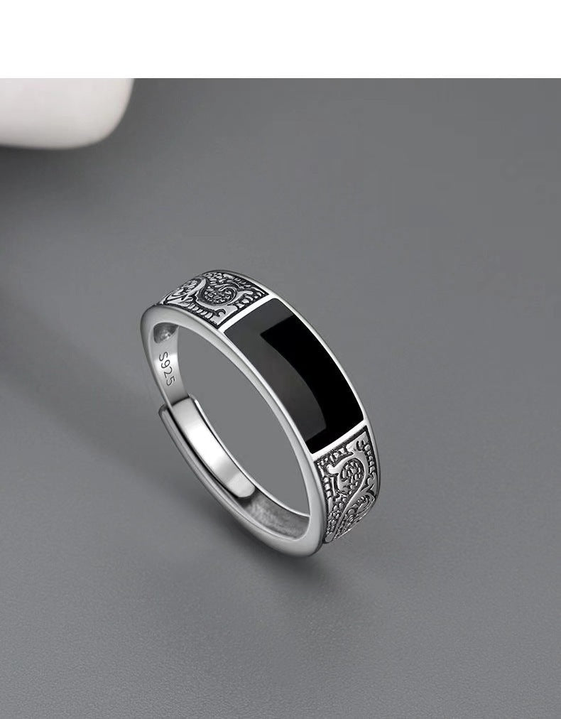 Mens Copper Dragon Ring Adjustable Open Mouth Design With Electroplated Finish Lightweight Jewelry For Everyday Wear