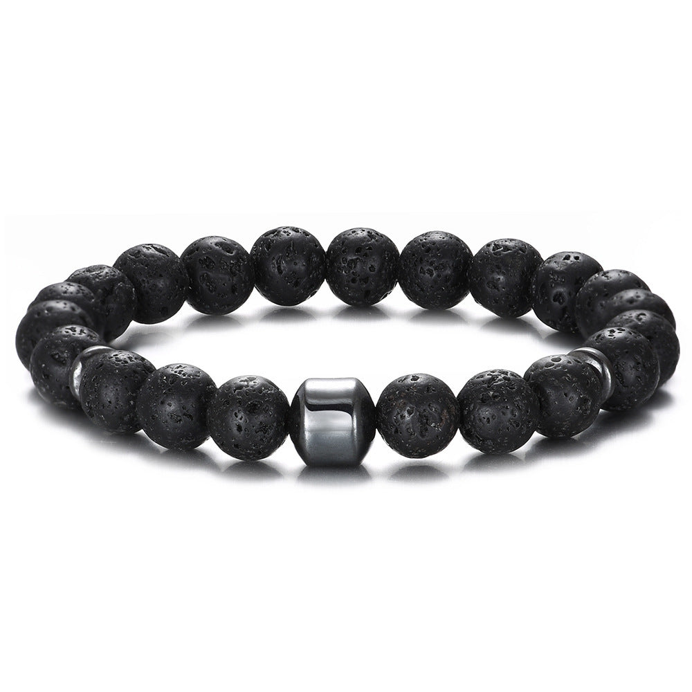 Tiger Eye Stone Bracelet 8mm Round Beads Geometric Design Unisex Jewelry European And American Style Gift Luxe