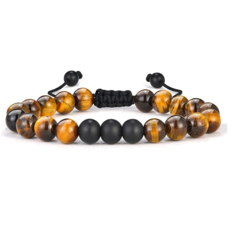Womens Bracelet Natural Yellow Tiger Eye Stone Braided Bracelet 8mm Agate Bracelet Geometry Ethnic Retro Gift Bracelet