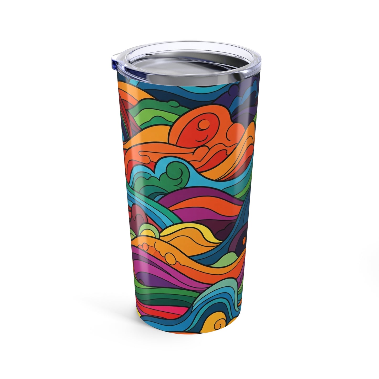 20 Ounce Stainless Steel Tumbler With Printed Graphic Double Wall Vacuum Insulated Leak Proof For Hot And Cold
