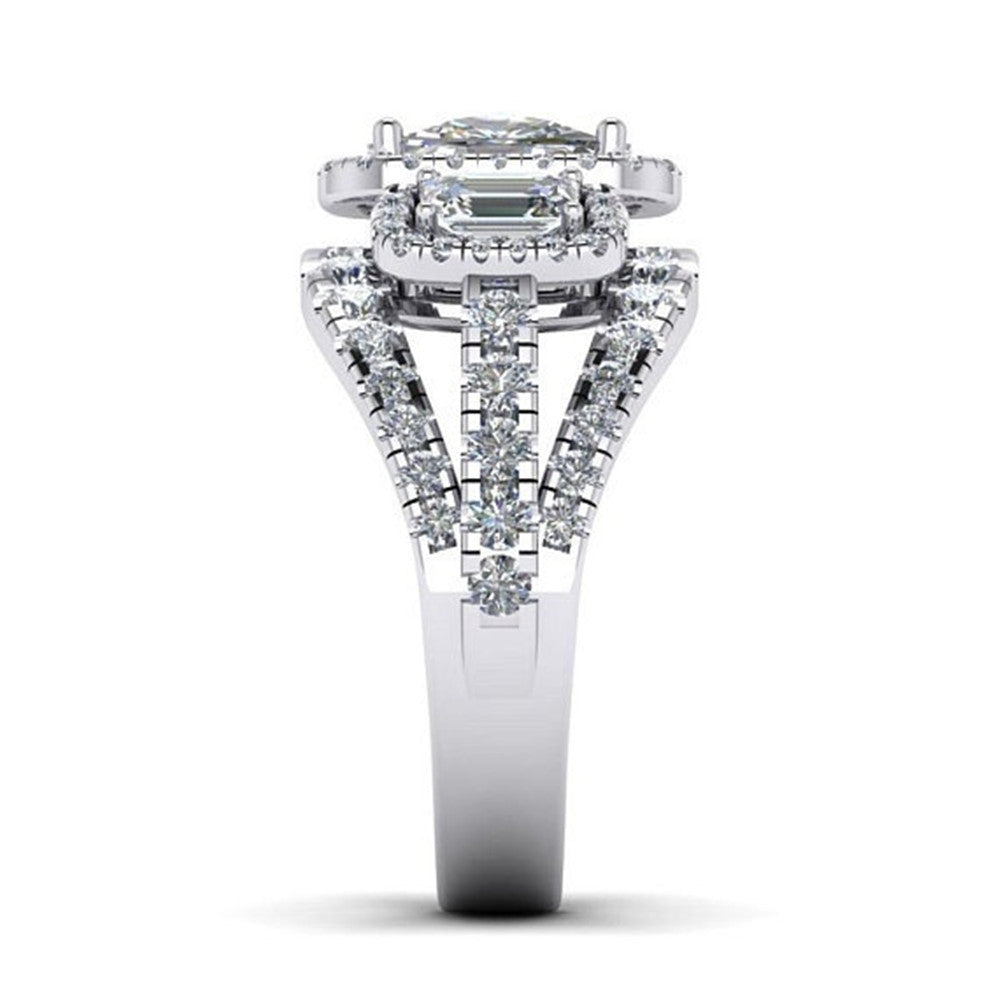 Womens Geometric Ring With Diamond Like Zirconium Inlay Alloy Wedding Jewelry Gift Individually Packed For Her