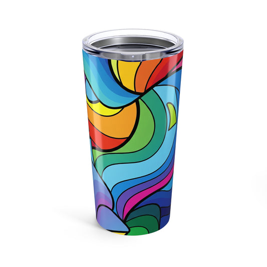 20oz Stainless Steel Tumbler With Printed Design Double Wall Vacuum Insulated Leak Proof Travel Mug With Lid