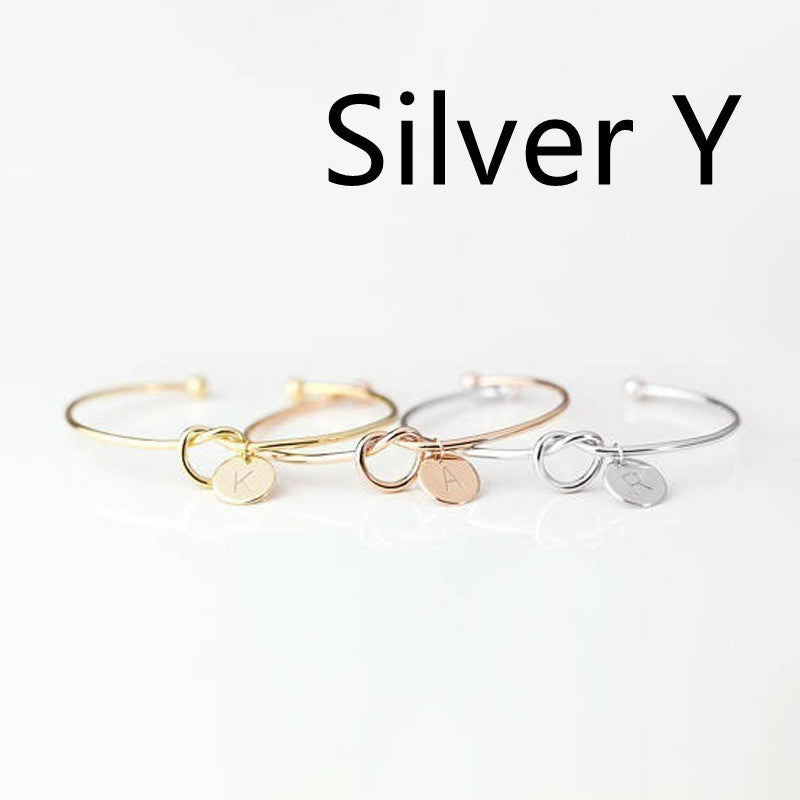 Womens Alloy Letter Bracelet Dead Knot Bangle Jewelry Gold