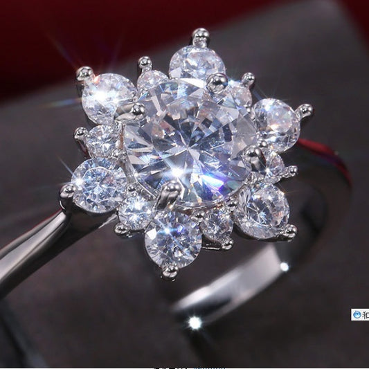 Elegant Copper Ring With Inlaid Zircon Stones Simple Band For Everyday Wear Delicate Sparkling Accent Gleaming