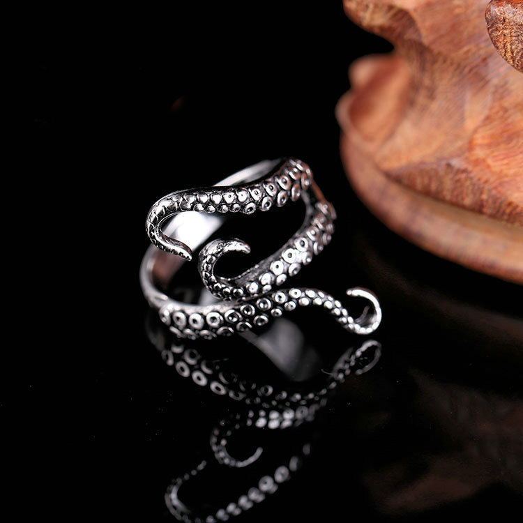 Mens Titanium Steel Ring Adjustable Open Design Retro Korean Zodiac Animal Alloy Inlaid Artificial GemstonesX