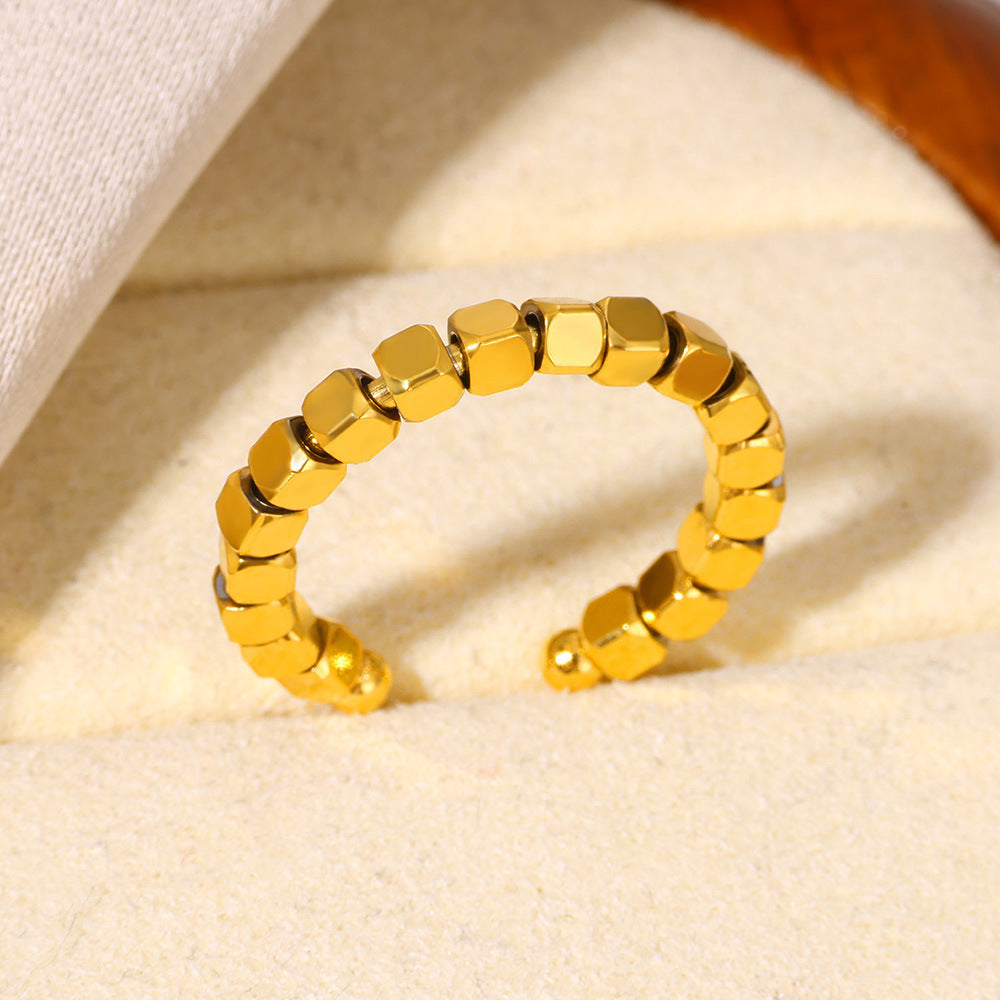 Gold Plated Open Mouth Geometric Ring For Women Copper Jewelry Free Size Elegant Accessory Gift Idea Style Tip