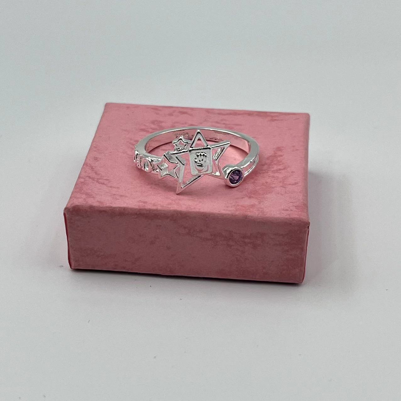 Star Shape Alloy Ring Purple Crystal Unisex Jewelry Fashion Ring Gift For Couple Unisex Gift For Every Style U