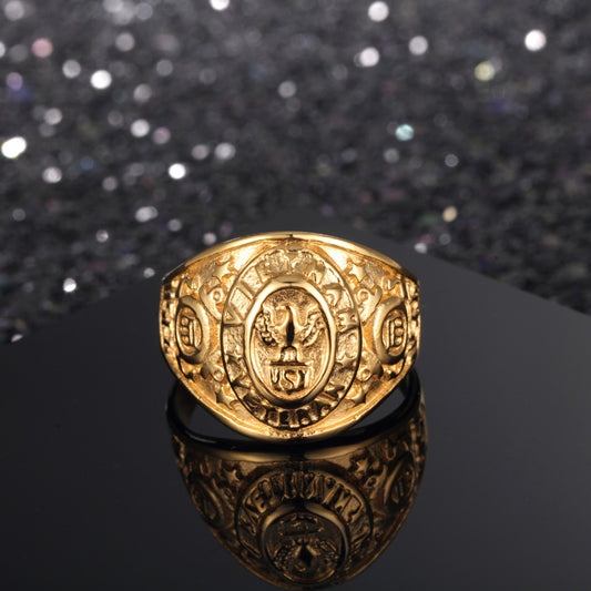 Mens Ring Titanium Steel Electroplated Band For Men Fashion Jewelry Statement Ring Gift For Him Gold Tone Ring