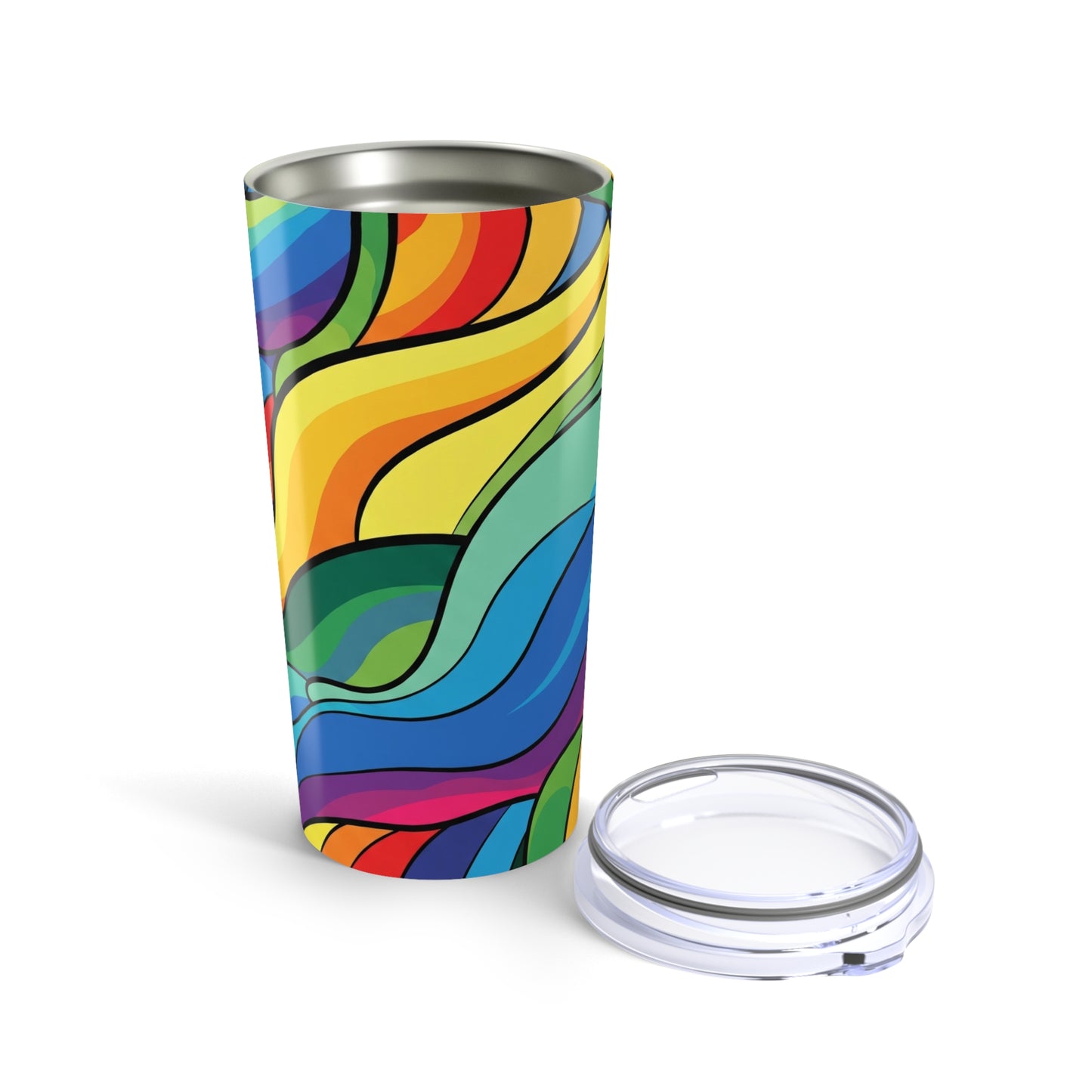 20oz Stainless Steel Tumbler With Double Wall Vacuum Insulation Printed Design Leak Proof Travel Mug Hot Cold