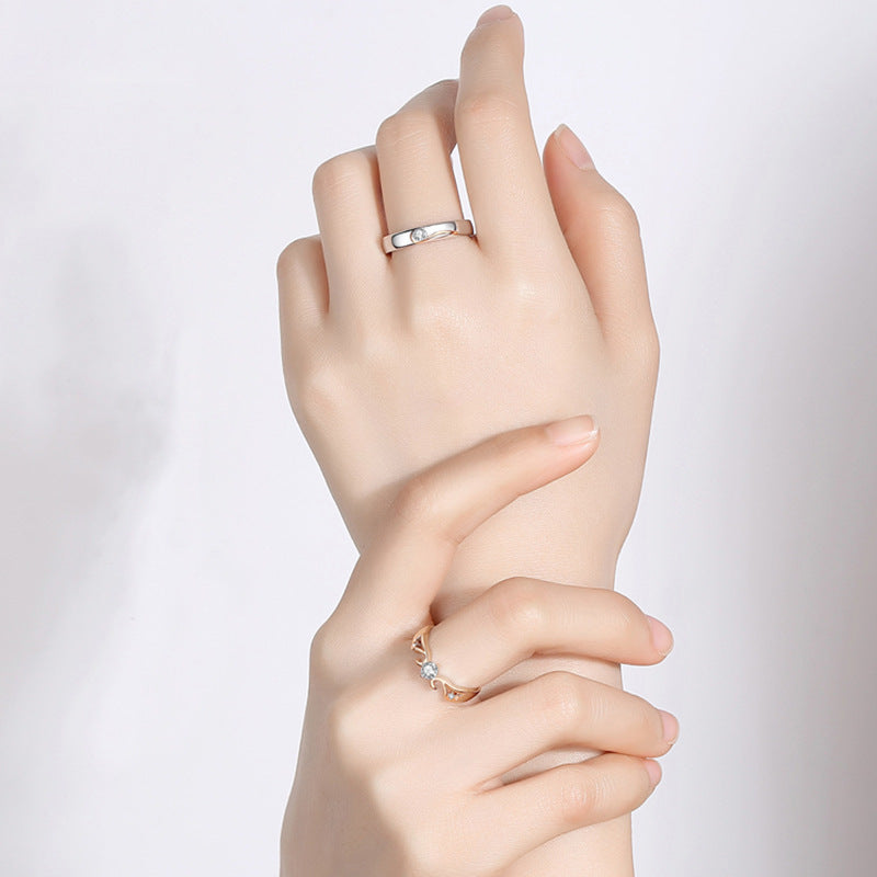 Sterling Silver Double Wing Couple Ring Set For Him And Her Promise Engagement Anniversary Jewelry Gift For Eternal Bond