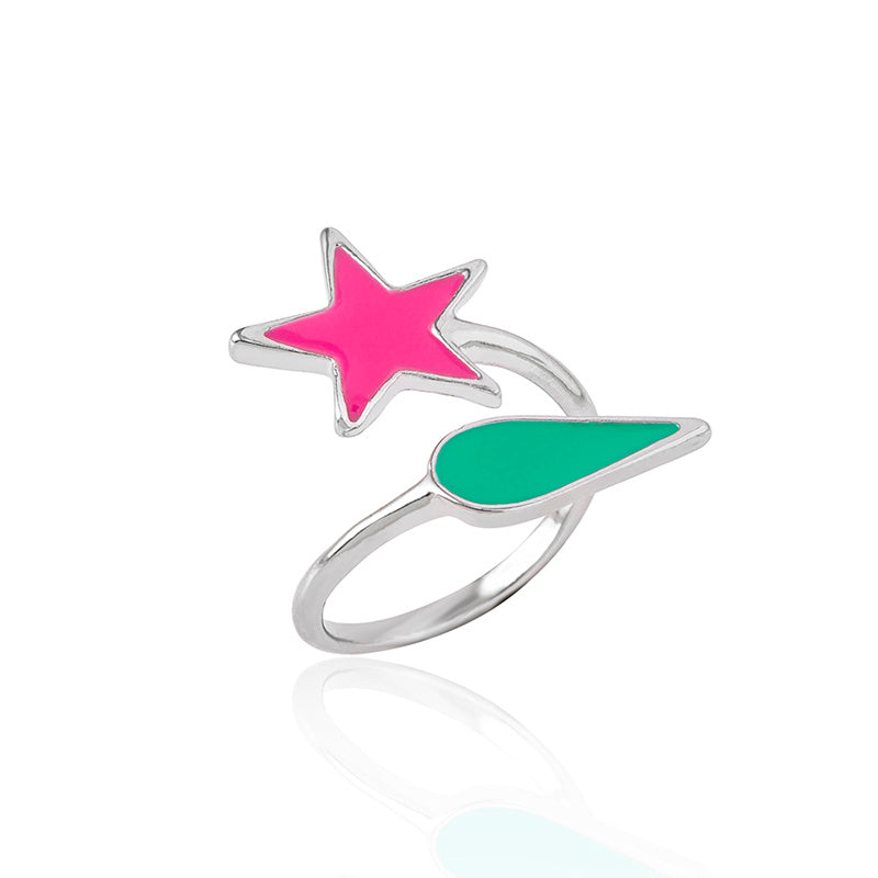 Hisoka Teardrop Star Ring Adjustable Open Zinc Alloy Enamel Cosplay Jewelry For Women Men Anime Fan Gift Cosplay Ring
